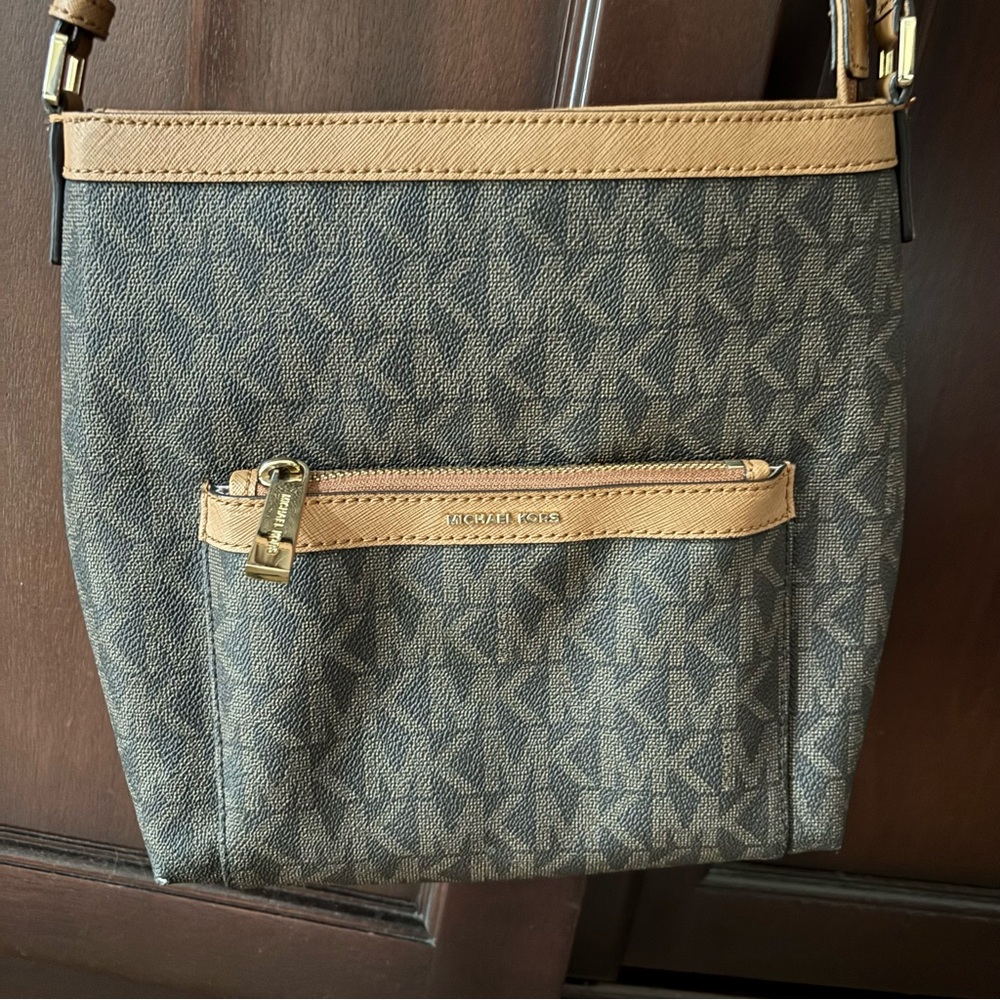 Michael Kors Tan and Brown Crossbody Bag with Signature Style